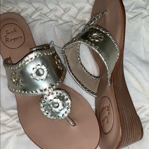 NWOT JACK ROGERS Metallic Heeled Sandals